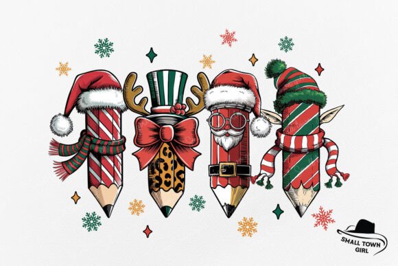 Custom Teacher Pencil Christmas Coquette Design Asset