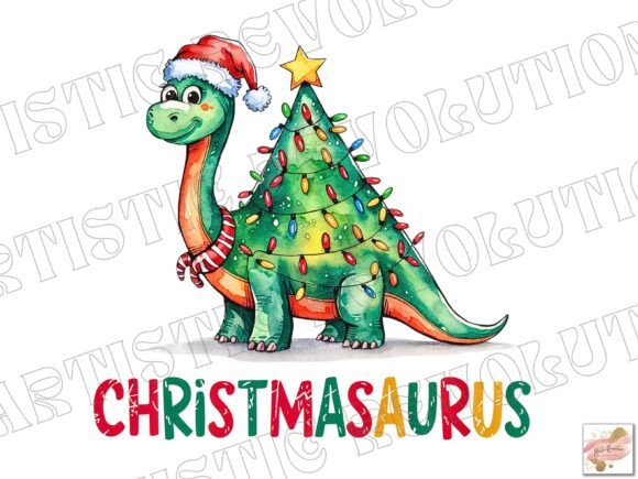 Cute Christmas Dinosaur PNG: Festive Design Asset