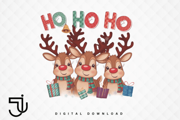 Festive Design Assets: Ho Ho Ho Reindeer Merry Christmas PNG