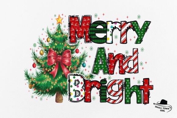 Merry and Bright Christmas Tree Bow PNG: A Festive Design Asset