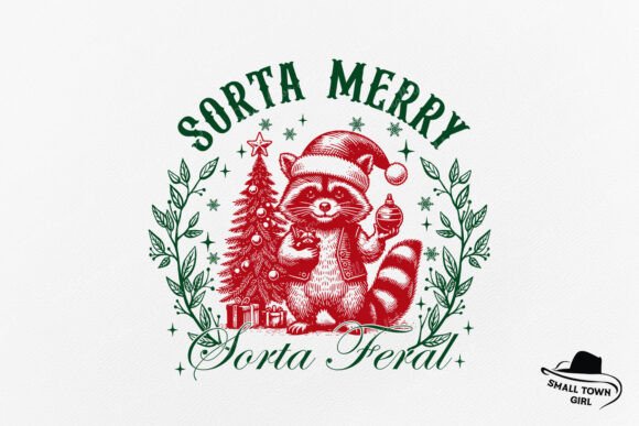 Unleash Creative Charm with Sorta Merry Sorta Feral Raccoon Xmas Png